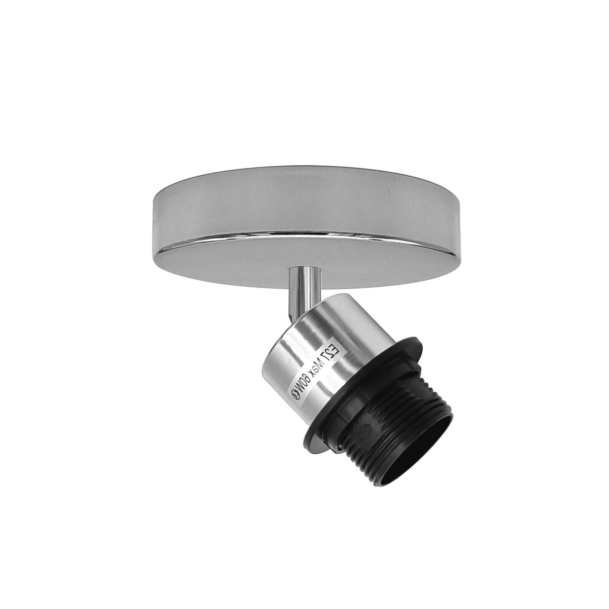 Ceiling Spotlight Fitting – 180° Tilting E27 Holder, 7 Finishes - Chrome, No Shade, Without Bulb