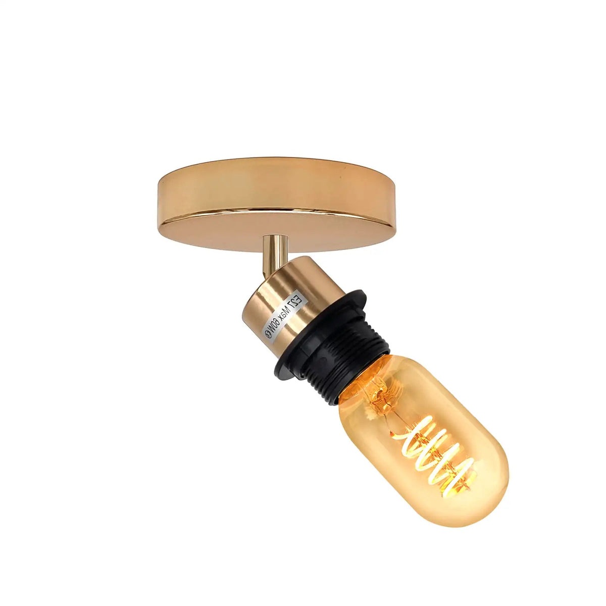 Ceiling Spotlight Fitting – 180° Tilting E27 Holder, 7 Finishes - French Gold, No Shade, ST45 LED Bulb 4W
