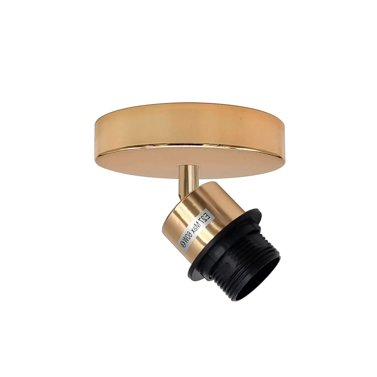 Ceiling Spotlight Fitting – 180° Tilting E27 Holder, 7 Finishes - French Gold, No Shade, Without Bulb