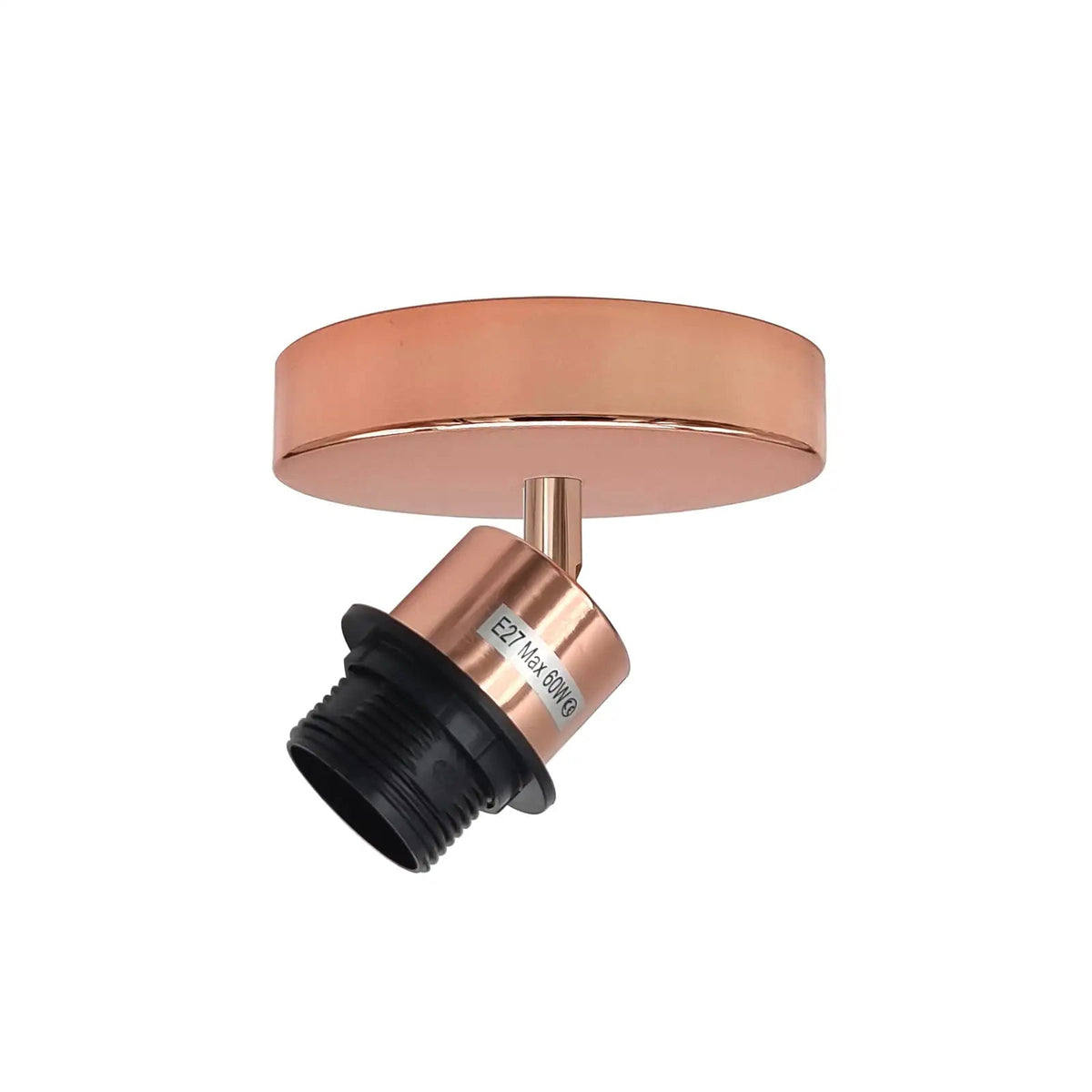 Ceiling Spotlight Fitting – 180° Tilting E27 Holder, 7 Finishes - Rose Gold, No Shade, Without Bulb