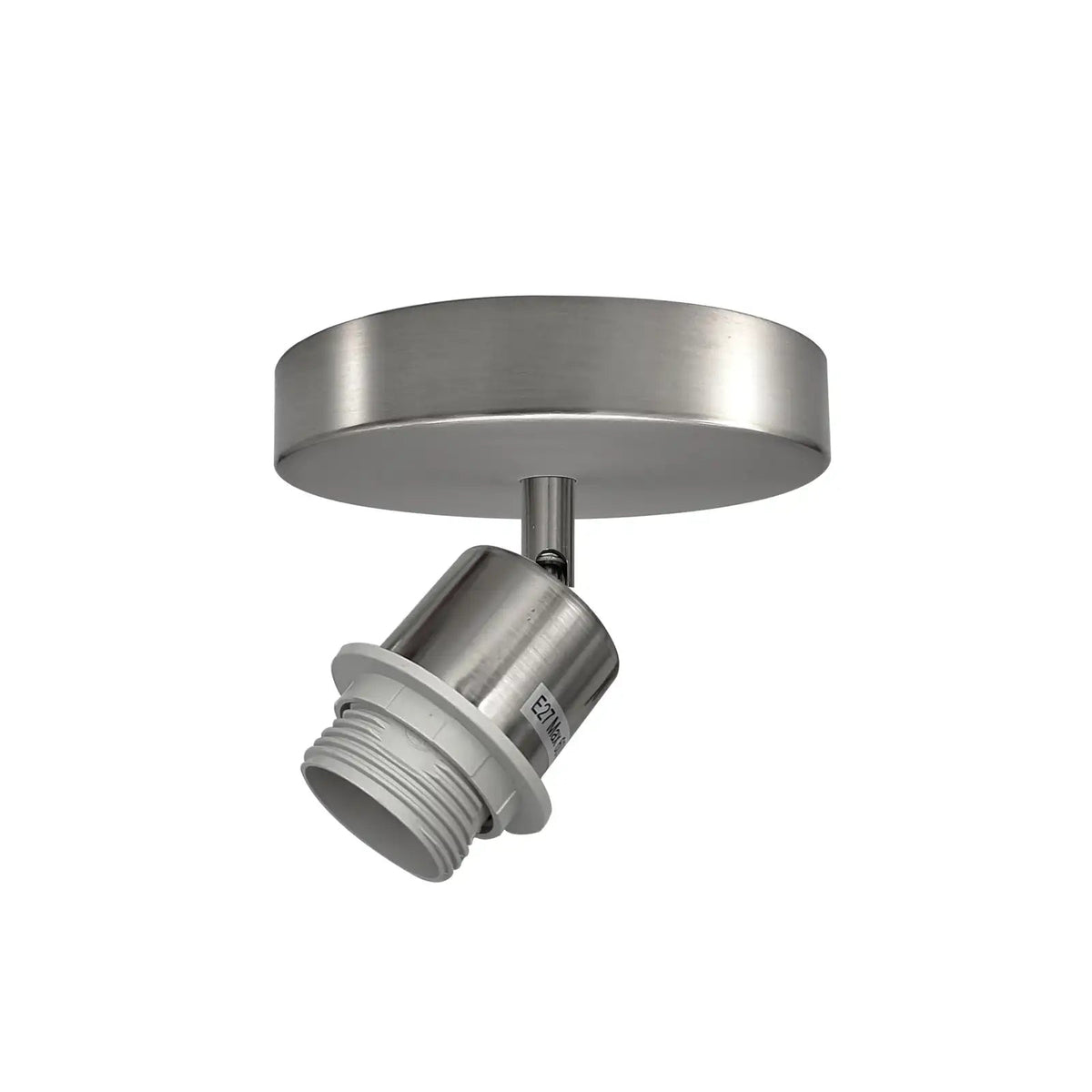 Ceiling Spotlight Fitting – 180° Tilting E27 Holder, 7 Finishes - Satin Nickel, No Shade, Without Bulb
