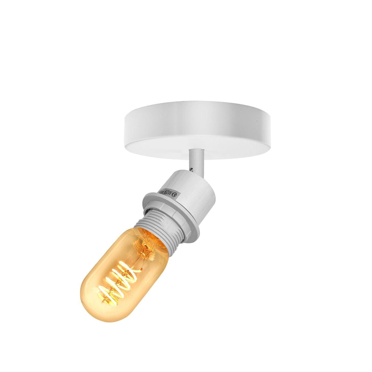 Ceiling Spotlight Fitting – 180° Tilting E27 Holder, 7 Finishes - White, No Shade, ST45 LED Bulb 4W