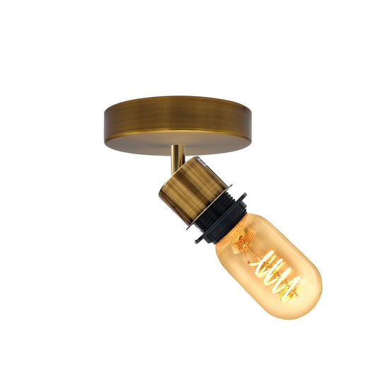 Ceiling Spotlight Fitting – 180° Tilting E27 Holder, 7 Finishes - Yellow Brass, No Shade, ST45 LED Bulb 4W