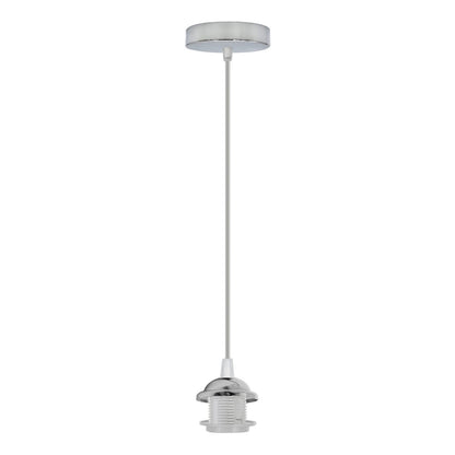 Chrome or Satin Nickel Pendant Lamp Holder Set – 95 cm Drop, E27 - photo 3