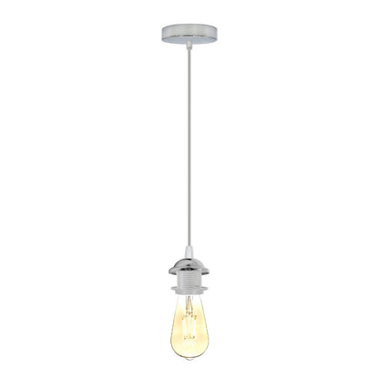 Chrome or Satin Nickel Pendant Lamp Holder Set – 95 cm Drop, E27