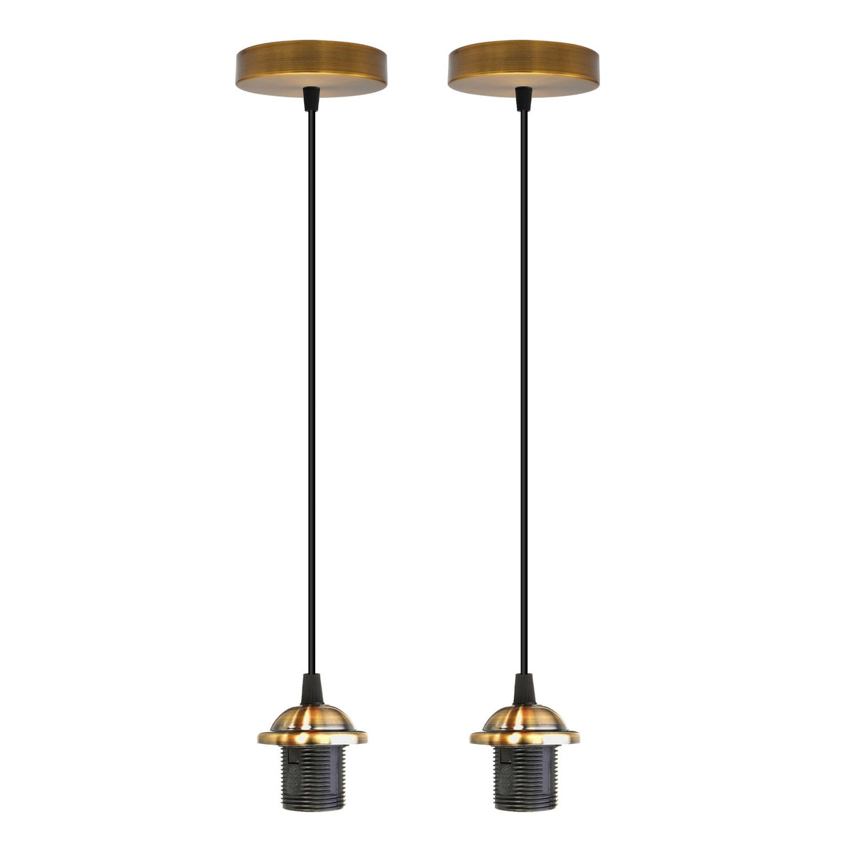Industrial Pendant Light Set – Cage, Hemp or Metal Shade, 4 Finishes - photo 7