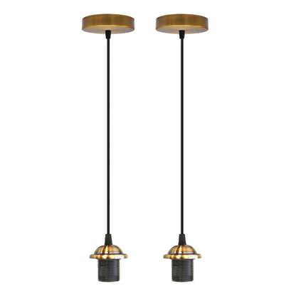 Industrial Pendant Light Set – Cage, Hemp or Metal Shade, 4 Finishes - photo 7