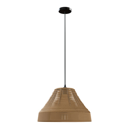 Industrial Pendant Light Set – Cage, Hemp or Metal Shade, 4 Finishes - Black, Hemp Shade 41 cm, Without Bulb