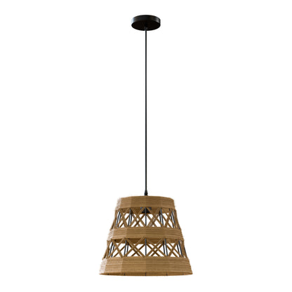 Industrial Pendant Light Set – Cage, Hemp or Metal Shade, 4 Finishes - Black, Hemp Basket 31 cm, Without Bulb