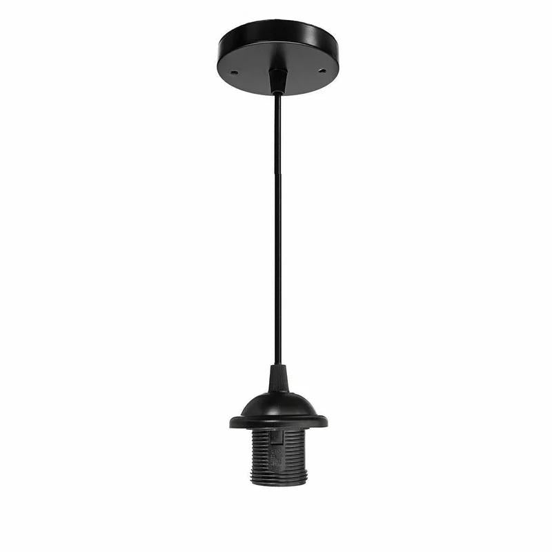 Industrial Pendant Light Set – Cage, Hemp or Metal Shade, 4 Finishes - Black, No Shade, Without Bulb
