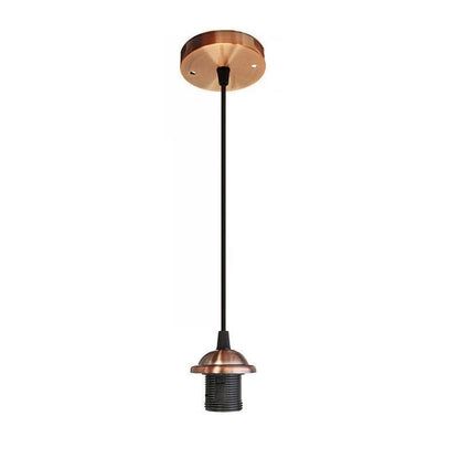 Industrial Pendant Light Set – Cage, Hemp or Metal Shade, 4 Finishes - Copper, No Shade, 120 mm Ceiling Rose, Without Bulb