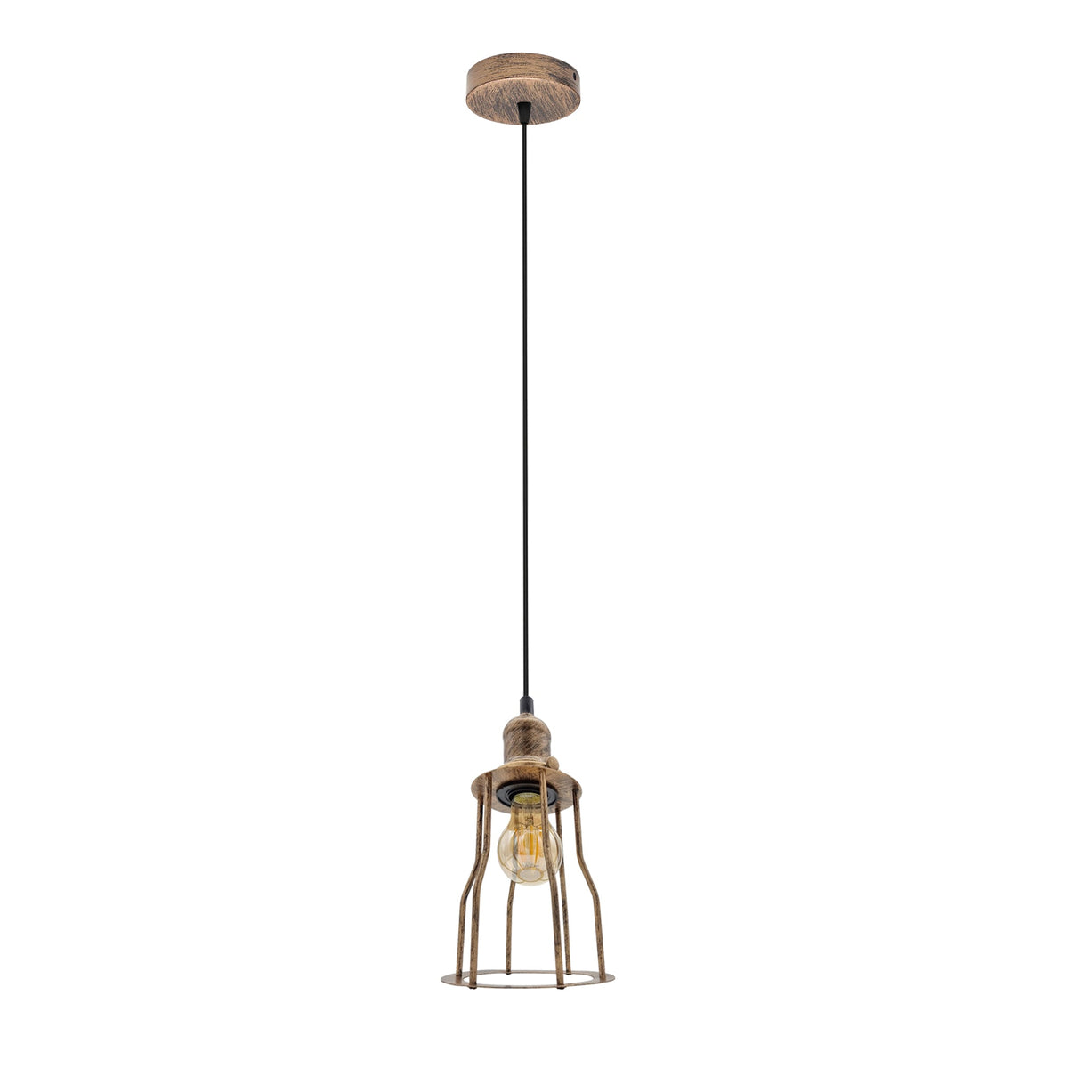 Industrial Pendant Light Set – Cage, Hemp or Metal Shade, 4 Finishes - photo 33