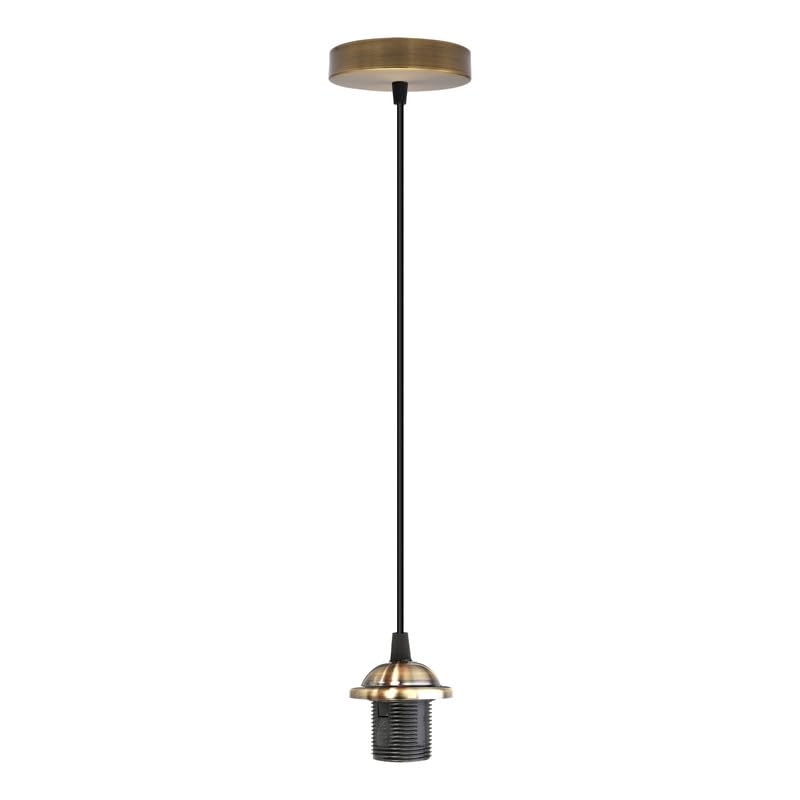 Industrial Pendant Light Set – Cage, Hemp or Metal Shade, 4 Finishes - Green Brass, No Shade, Without Bulb
