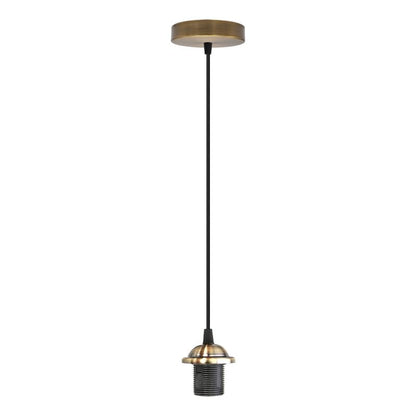 Industrial Pendant Light Set – Cage, Hemp or Metal Shade, 4 Finishes - Green Brass, No Shade, Without Bulb