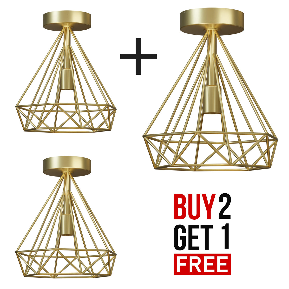 Semi-Flush Cage Ceiling Light – Geometric, Diamond or Bird Cage - photo 12