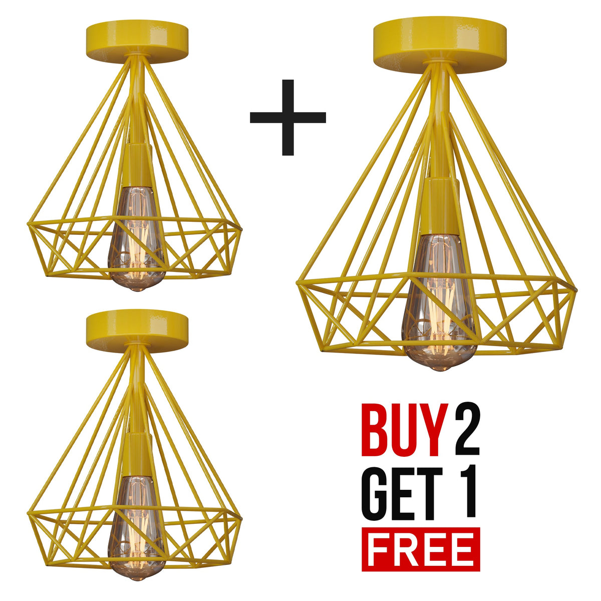 Semi-Flush Cage Ceiling Light – Geometric, Diamond or Bird Cage - photo 14