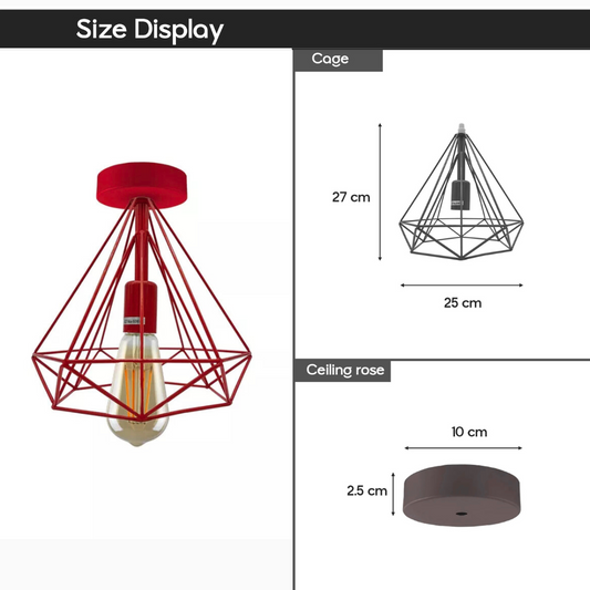 Semi-Flush Cage Ceiling Light – Geometric, Diamond or Bird Cage