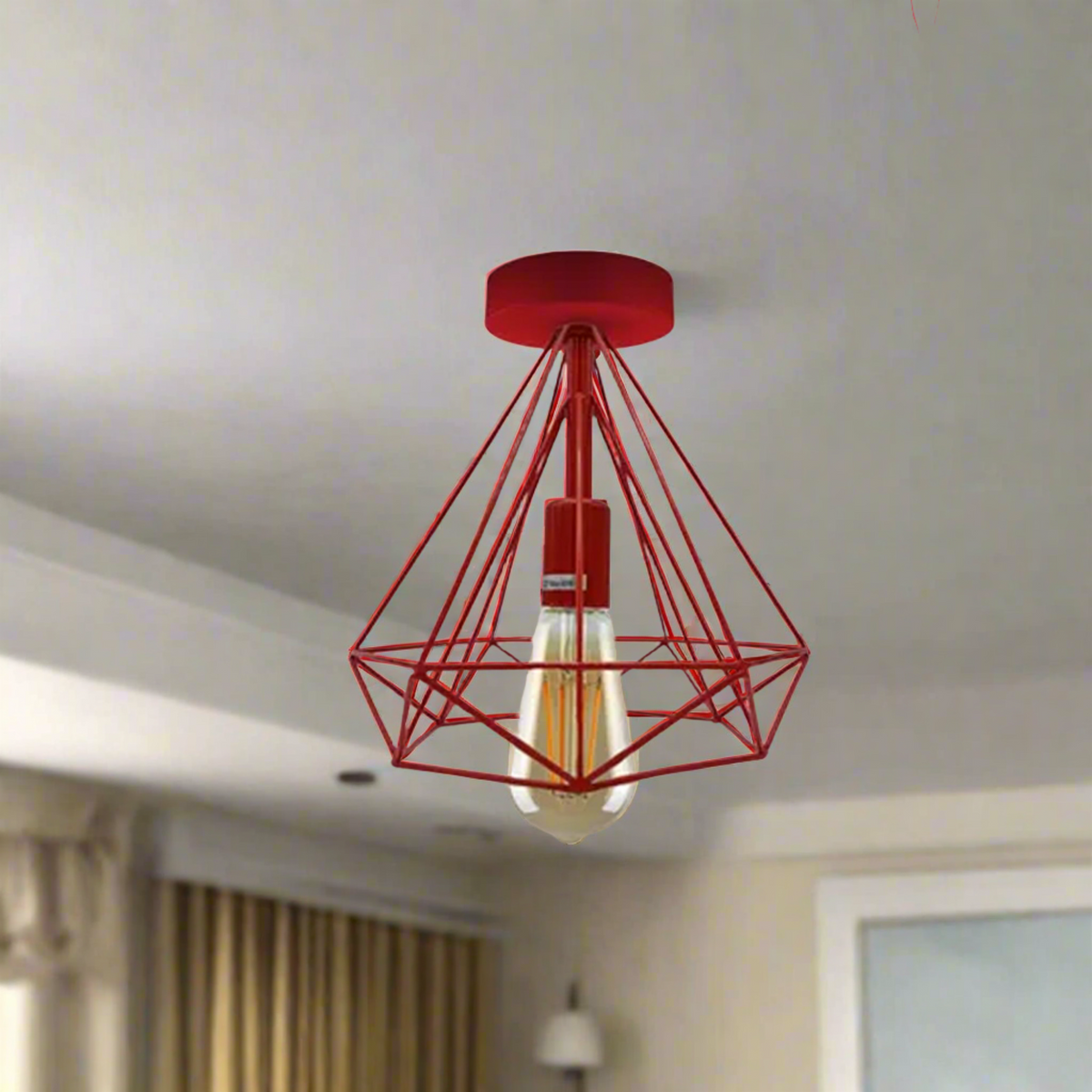 Semi-Flush Cage Ceiling Light – Geometric, Diamond or Bird Cage - photo 4
