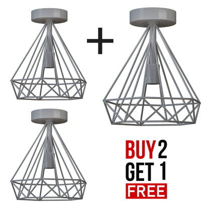 Semi-Flush Cage Ceiling Light – Geometric, Diamond or Bird Cage - photo 6