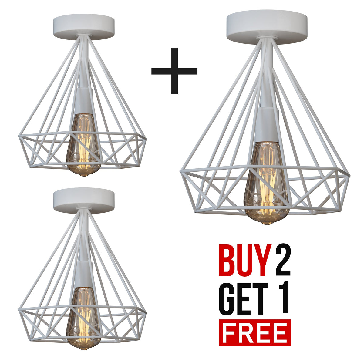 Semi-Flush Cage Ceiling Light – Geometric, Diamond or Bird Cage - photo 9