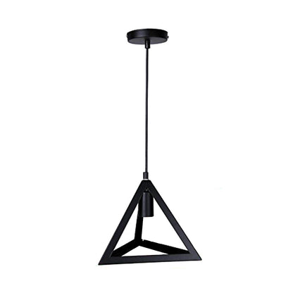 Semi-Flush Cage Ceiling Light – Geometric, Diamond or Bird Cage - Standard, Cage Black, Black Shade TC1, Without Bulb