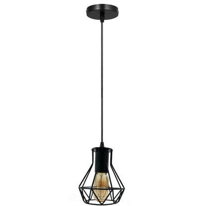 Semi-Flush Cage Ceiling Light – Geometric, Diamond or Bird Cage - Standard, Diamond Cage Black 108 mm Rose, Without Bulb