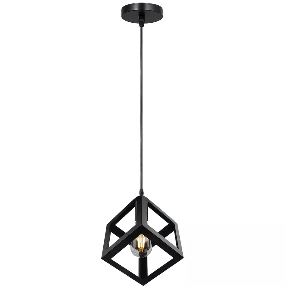 Semi-Flush Cage Ceiling Light – Geometric, Diamond or Bird Cage - Standard, WCSC Black, Without Bulb