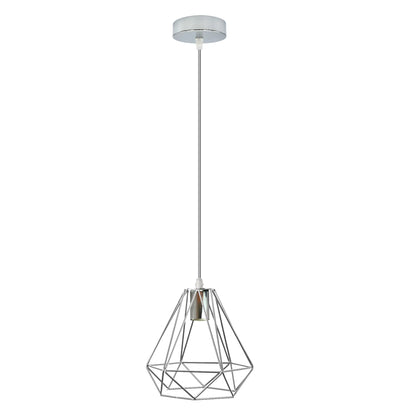 Semi-Flush Cage Ceiling Light – Geometric, Diamond or Bird Cage - Standard, Wire Cage Chrome, Without Bulb