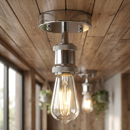 Flush Ceiling Batten Lamp Holder – E27, Fully Earthed, 8 Finishes