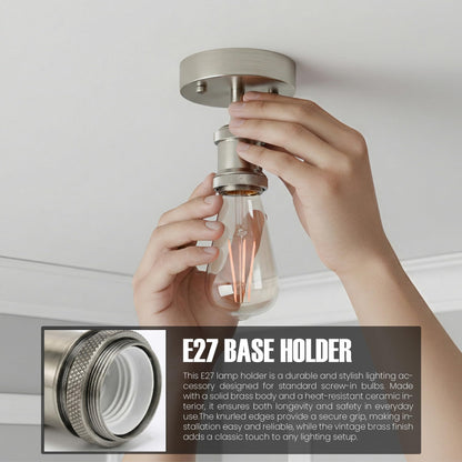 Flush Ceiling Batten Lamp Holder – E27, Fully Earthed, 8 Finishes - photo 30