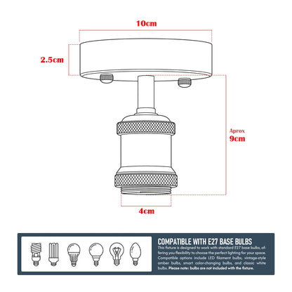 Flush Ceiling Batten Lamp Holder – E27, Fully Earthed, 8 Finishes - photo 3