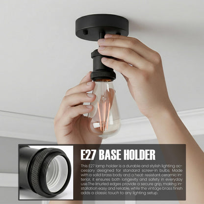 Flush Ceiling Batten Lamp Holder – E27, Fully Earthed, 8 Finishes - photo 42
