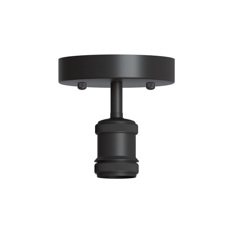 Flush Ceiling Batten Lamp Holder – E27, Fully Earthed, 8 Finishes - Black, No Shade (LHNSE27BM) (CRFF100BMLHNSE27BM), Without Bulb