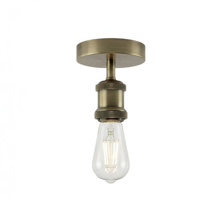 Flush Ceiling Batten Lamp Holder – E27, Fully Earthed, 8 Finishes - Green Brass, 100 mm Plate, Without Bulb