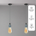 Chrome Pendant Lamp Holder – Black & White Twisted Cable, E27