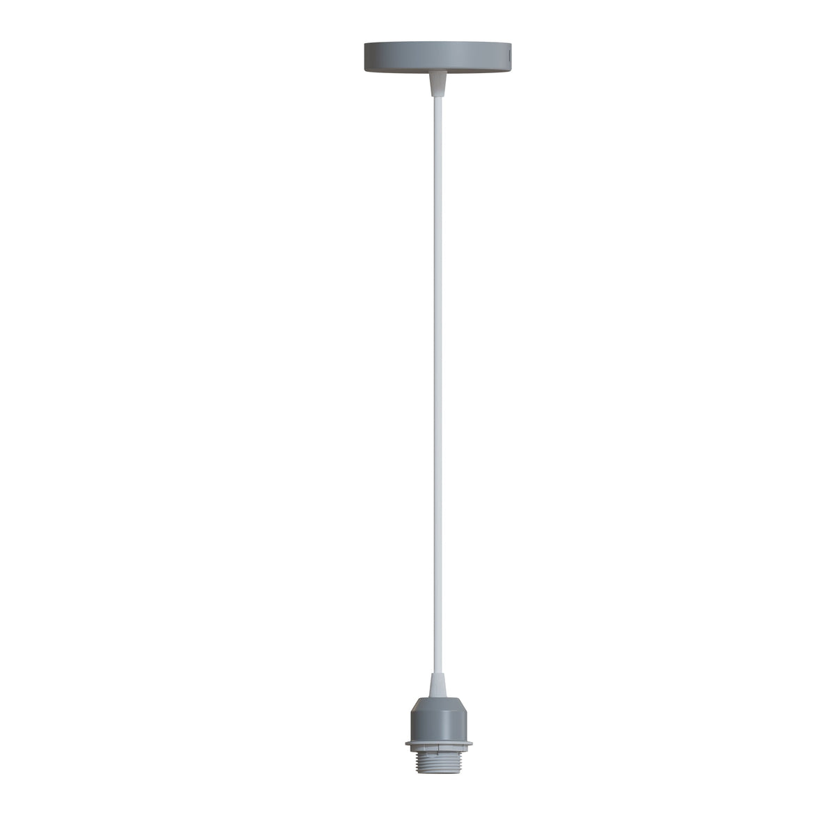 Pendant Light – Grey, Light Blue or Yellow, Cone or Gloss Shade, E27 - Grey, No Shade, Without Bulb