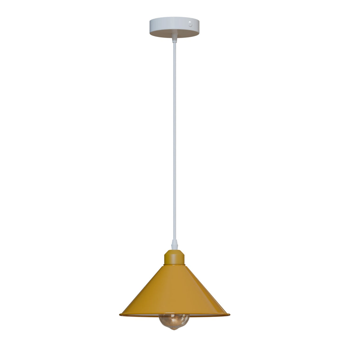 Pendant Light – Grey, Light Blue or Yellow, Cone or Gloss Shade, E27 - Yellow, Flat Cone 22 cm Yellow, Without Bulb