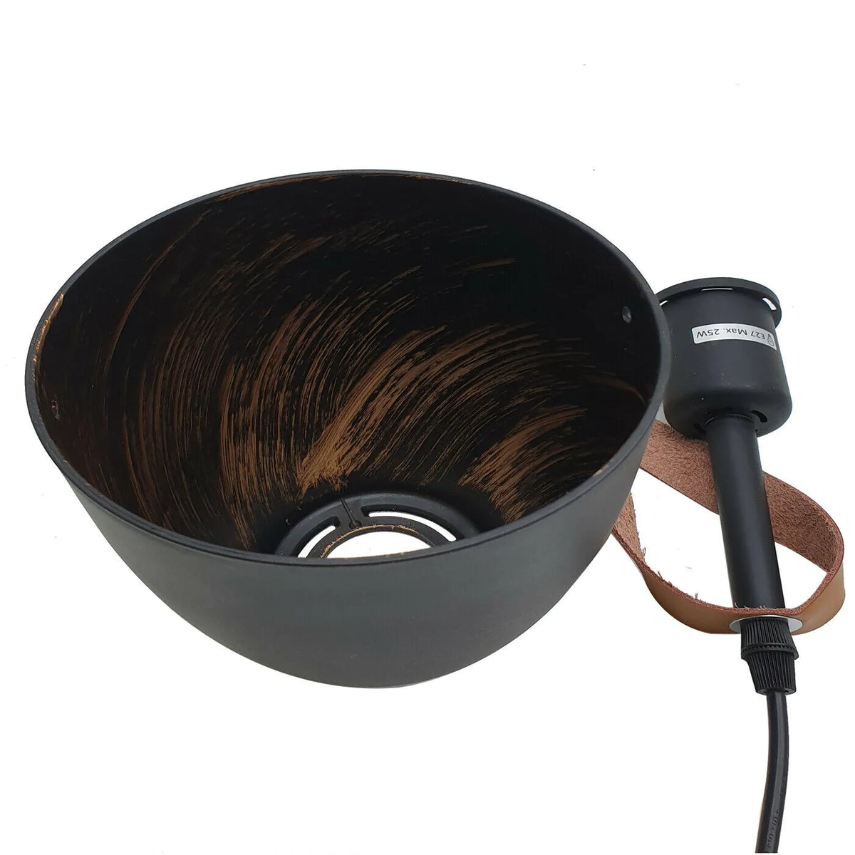 Black Cup Pendant Light – Strap-Hung Metal Shade, Single or Pair - photo 5