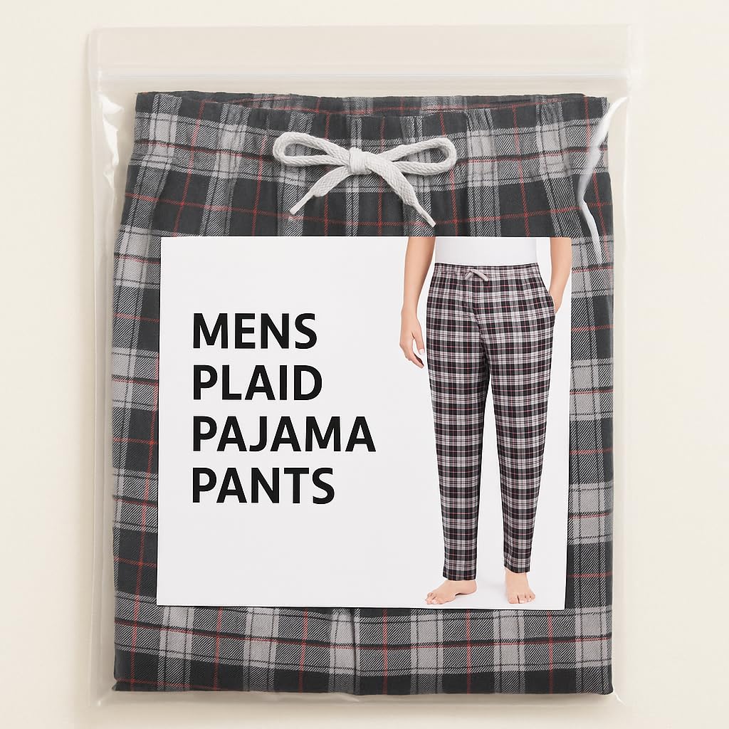Men's Flannel Pyjama Bottoms, Pack of 2 – Orange & Navy and Grey Plaid, XXL - photo 4