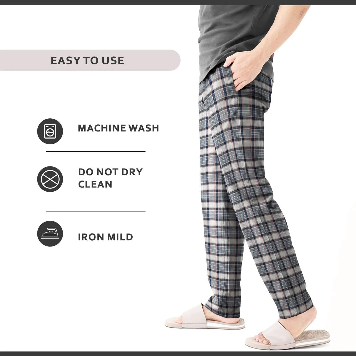 Men's Flannel Pyjama Bottoms, Pack of 2 – Orange & Navy and Grey Plaid, XXL - photo 6