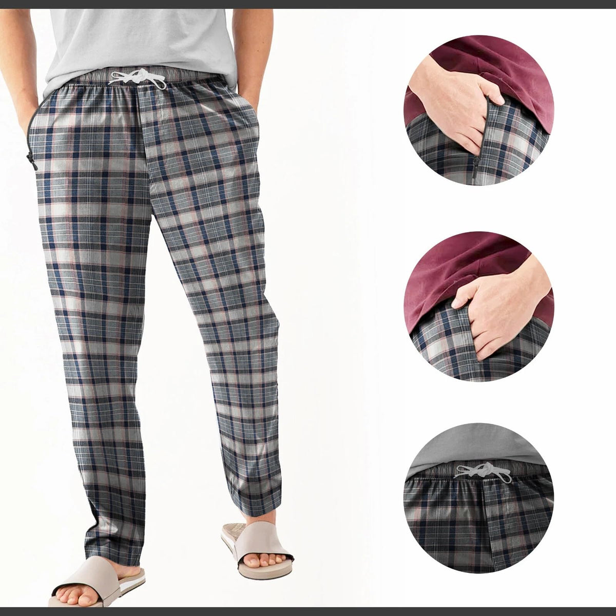 Men's Flannel Pyjama Bottoms, Pack of 2 – Orange & Navy and Grey Plaid, XXL - photo 9