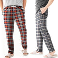 Men's Flannel Pyjama Bottoms, Pack of 2 – Orange & Navy and Grey Plaid, XXL