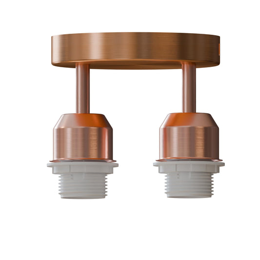 2-Light Semi Flush Ceiling Light – Copper or Brass, E27 - Copper, No Shade, Without Bulb