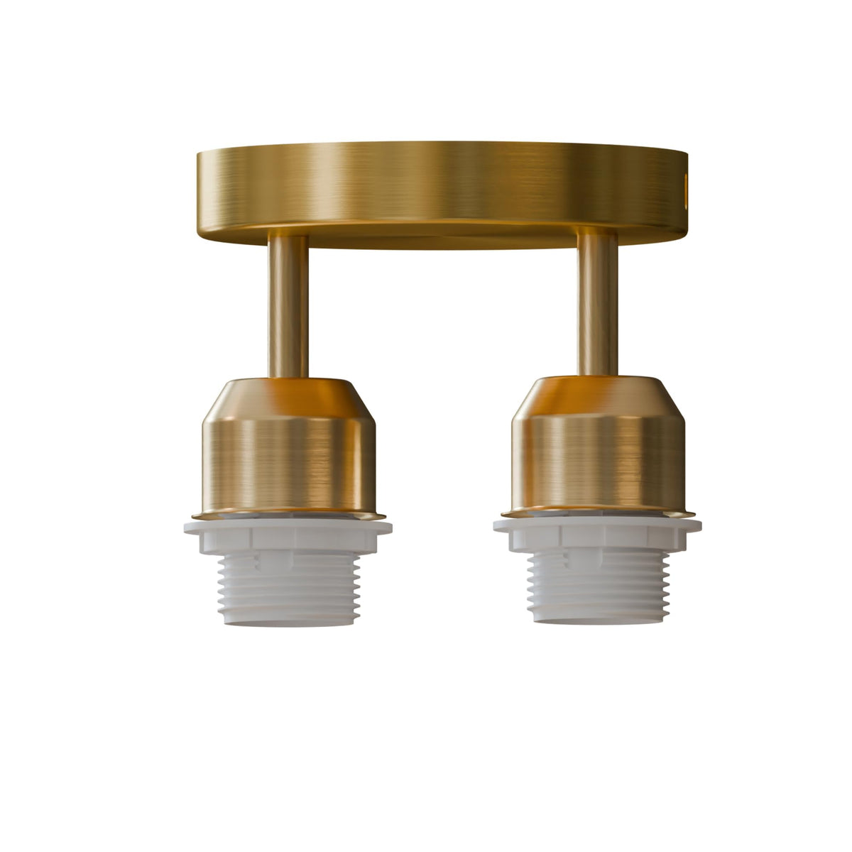 2-Light Semi Flush Ceiling Light – Copper or Brass, E27 - Yellow Brass, No Shade, Without Bulb