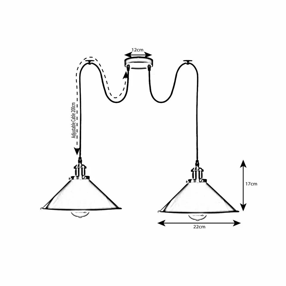 2-Light Swag Pendant Light – Adjustable Drops, Metal Shades - photo 3