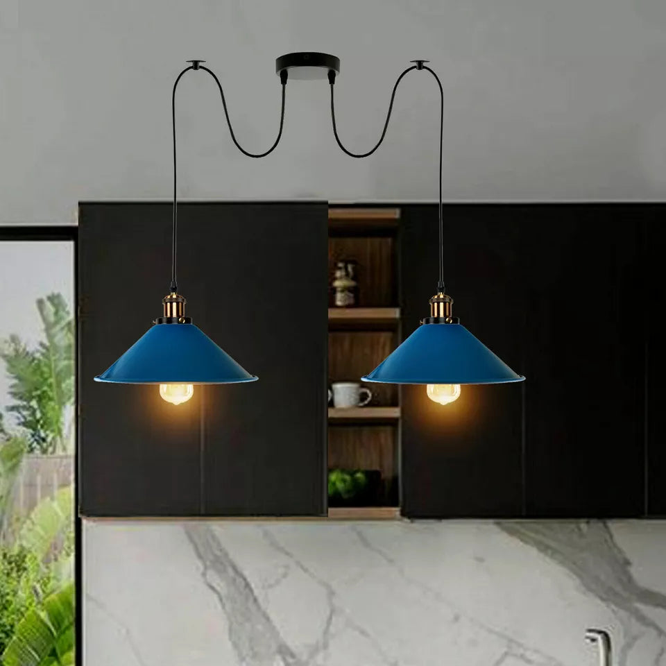 2-Light Swag Pendant Light – Adjustable Drops, Metal Shades - photo 4