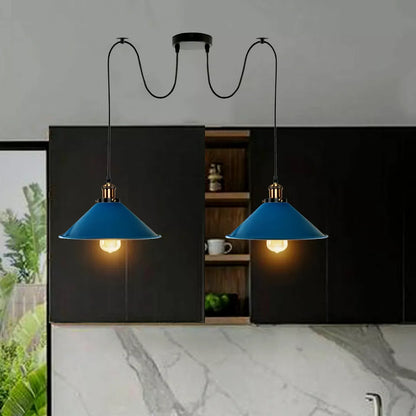 2-Light Swag Pendant Light – Adjustable Drops, Metal Shades - photo 4