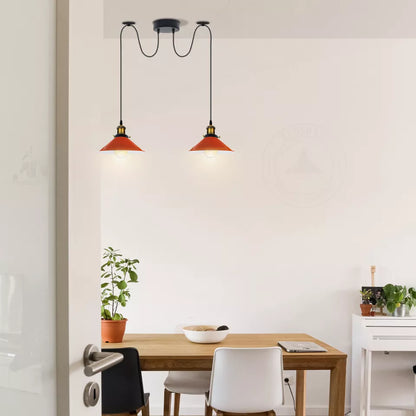2-Light Swag Pendant Light – Adjustable Drops, Metal Shades - photo 5