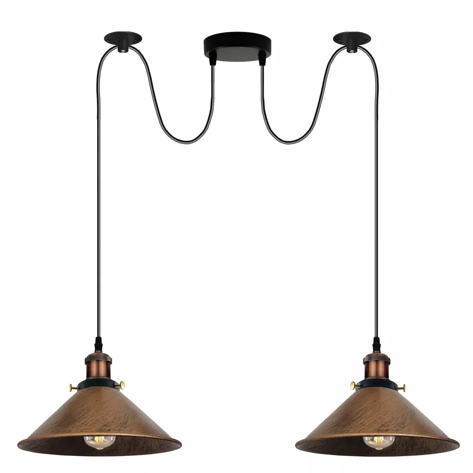 2-Light Swag Pendant Light – Adjustable Drops, Metal Shades - photo 6