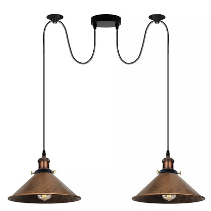 2-Light Swag Pendant Light – Adjustable Drops, Metal Shades - photo 6